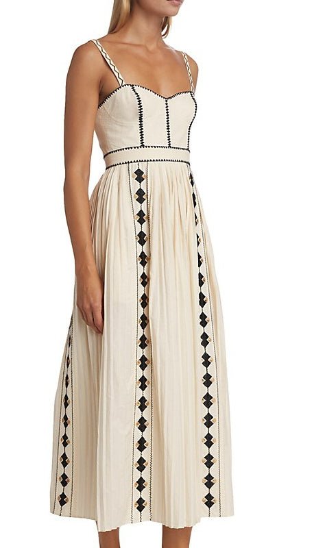 Ulla Johnson Women's Elin Cotton Pleated Midi Dress Ivory White