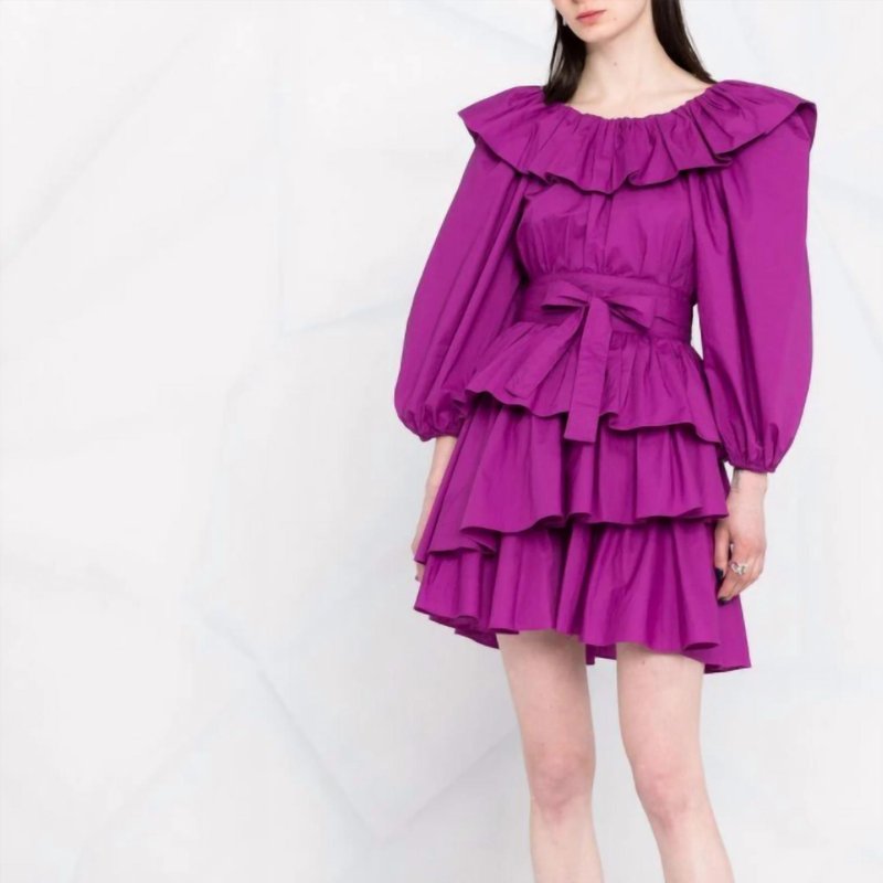 Shop Ulla Johnson Women's Giselle Ruffle Detail Dress In Purple