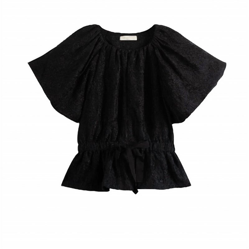 Shop Ulla Johnson Women's Mirabelle Jacquard Short Sleeve Puff Top In Black