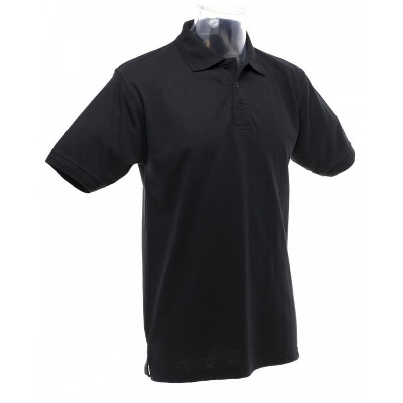 ULTIMATE CLOTHING COLLECTION ULTIMATE CLOTHING COLLECTION UCC 50/50 MENS HEAVWEIGHT PLAIN PIQUE SHORT SLEEVE POLO SHIRT (BLACK) 