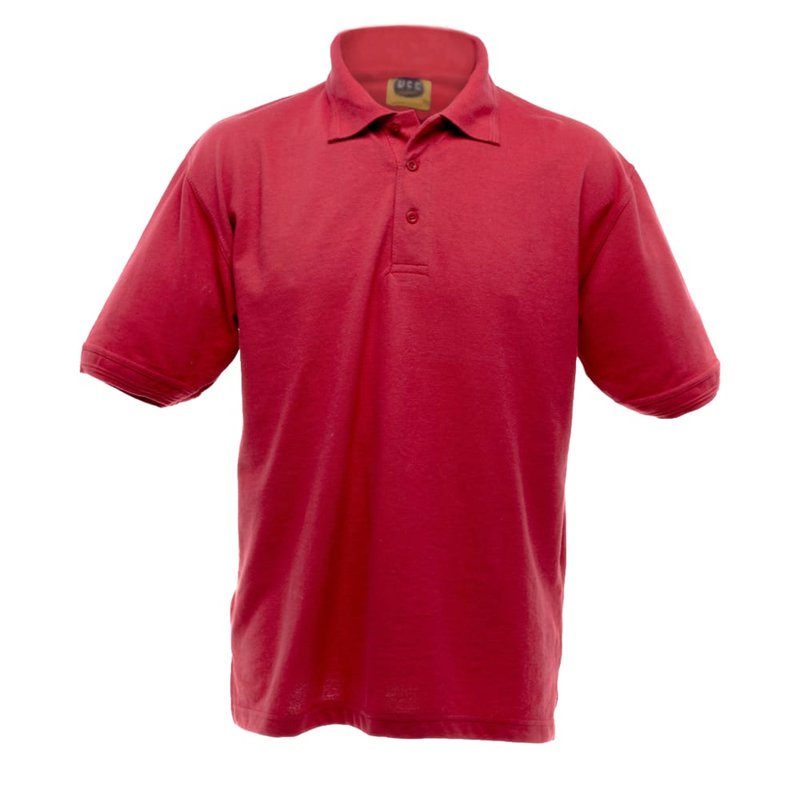 ULTIMATE CLOTHING COLLECTION ULTIMATE CLOTHING COLLECTION UCC 50/50 MENS HEAVWEIGHT PLAIN PIQUE SHORT SLEEVE POLO SHIRT (RED) 