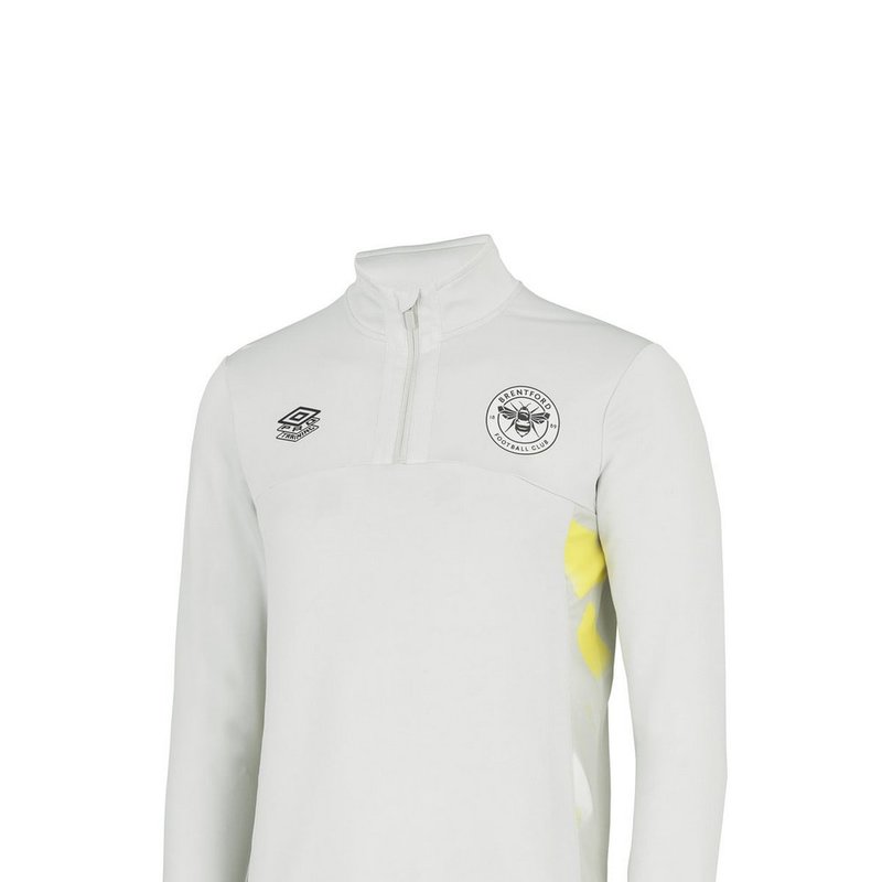 Umbro Brentford Fc Mens 22/23 Quarter Zip Fleece Top In White