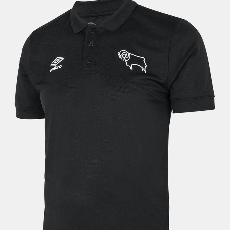 Umbro Derby County Fc Mens  Polo Shirt In Black