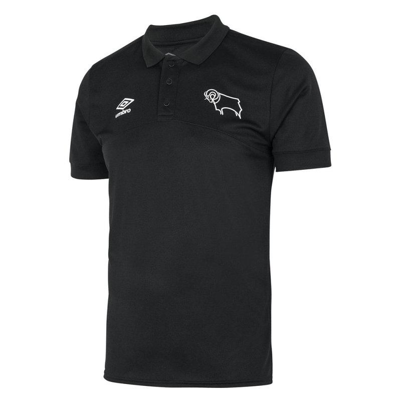 Umbro Derby County Fc Mens  Polo Shirt In Black