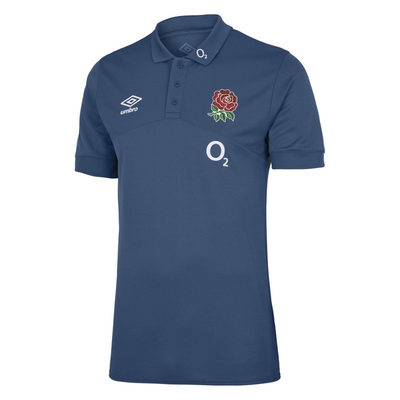 Umbro England Rugby Mens 22/23 Polyester Polo Shirt In Blue