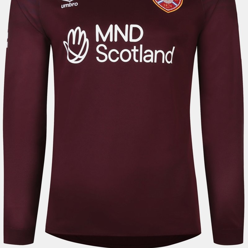 Shop Umbro Mens 23/24 Heart Of Midlothian Fc Long-sleeved Home Jersey In Red