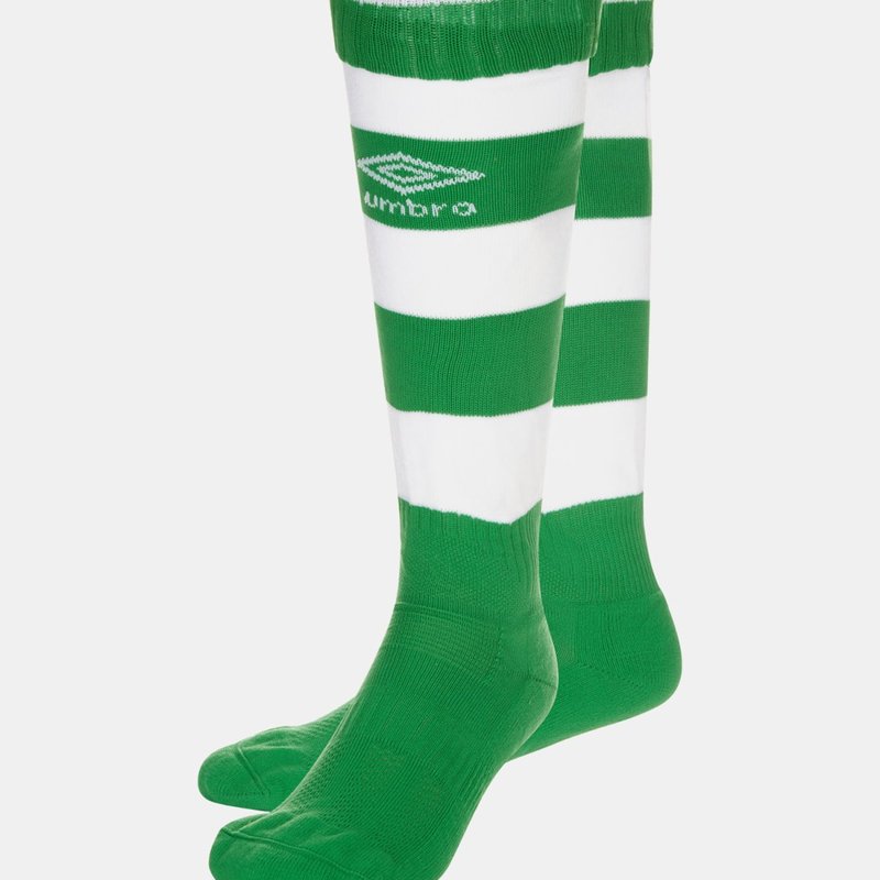 Umbro Mens Hooped Sock Leg In Green
