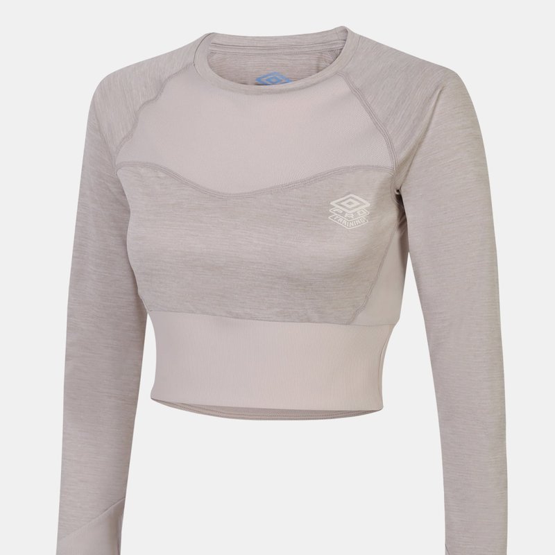 Umbro Womens/ladies Pro Training Long-sleeved Crop Top In Grey