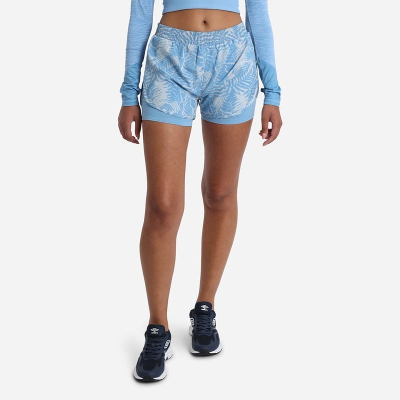 Umbro Womens/ladies Pro Training Printed Hybrid Shorts In Blue