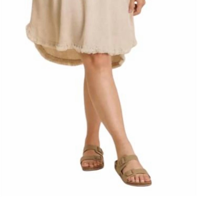Umgee Linen Blend Short Crochet Sleeve Dress In Brown