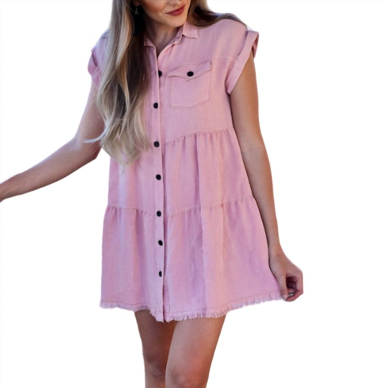 Umgee Tickle Me Collared Dress In Pink
