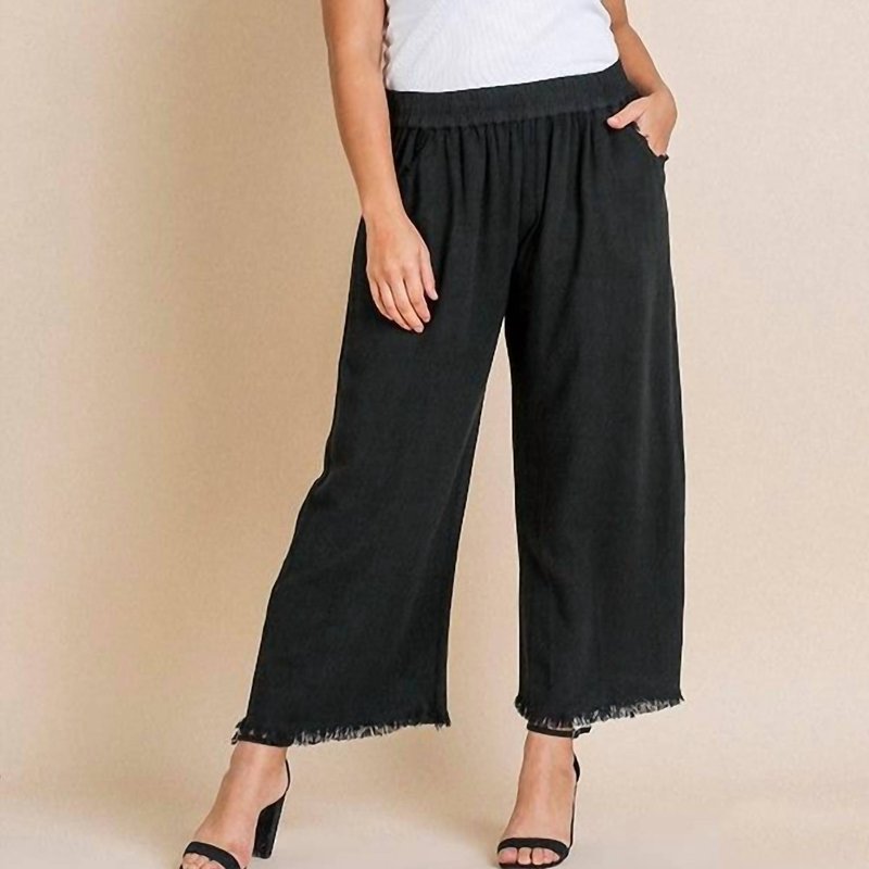 Shop Umgee Wide Leg Pant With Elastic Waist In Black