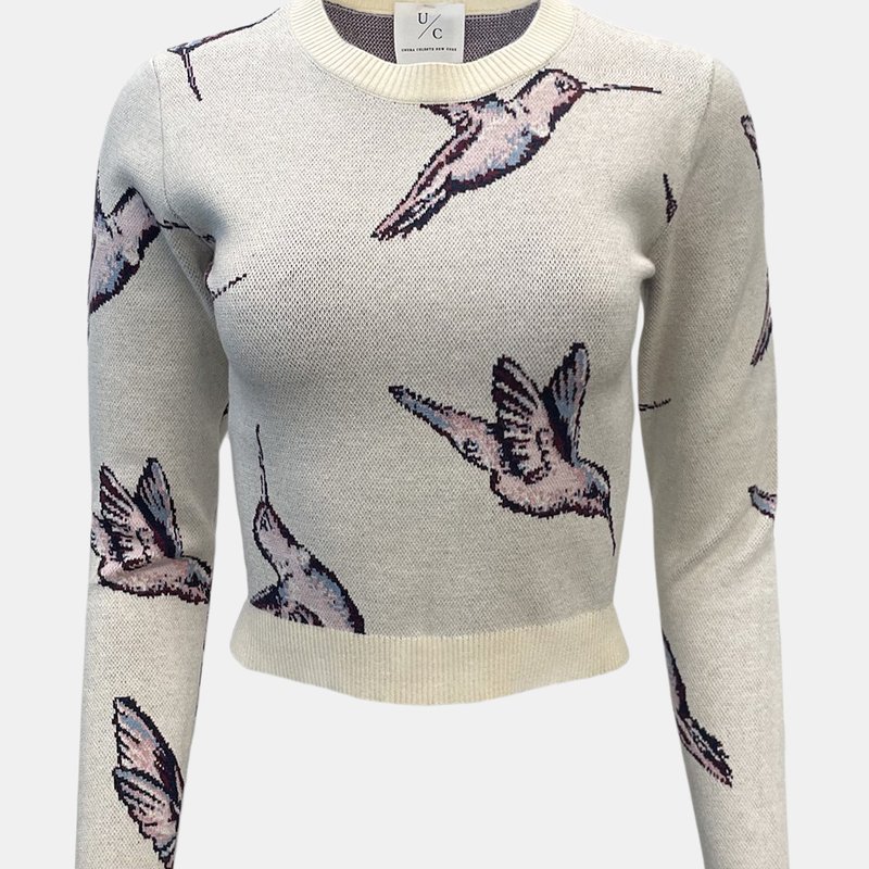 Undra Celeste New York Hummingbird Crewneck Sweater In Brown