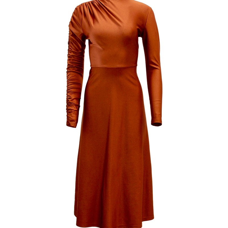 Shop Undra Celeste New York Sharon Half Dramatic Dress In Brown