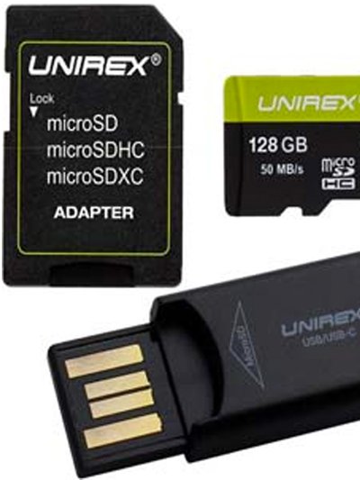 Unirex 128GB MicroSD With USB Reader And SD Adapter product
