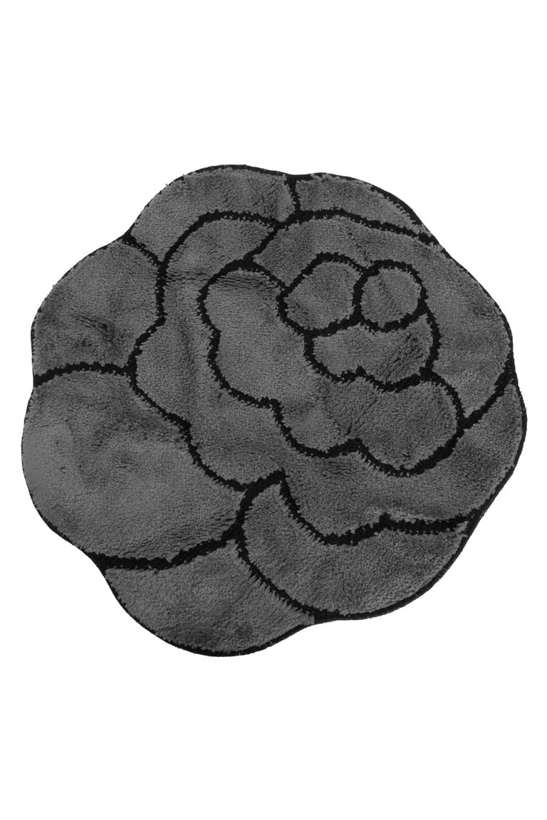 Non-Slip Striped Flower Shaped Area Mat/Rug (3 Colors) - Gray/Black