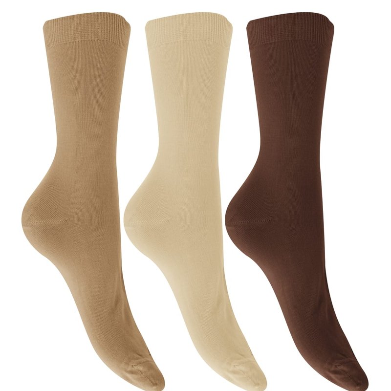Universal Textiles Womens/ladies Extra Fine Silk Touch Bamboo Socks (3 Pairs) (brown Shades) In Multi