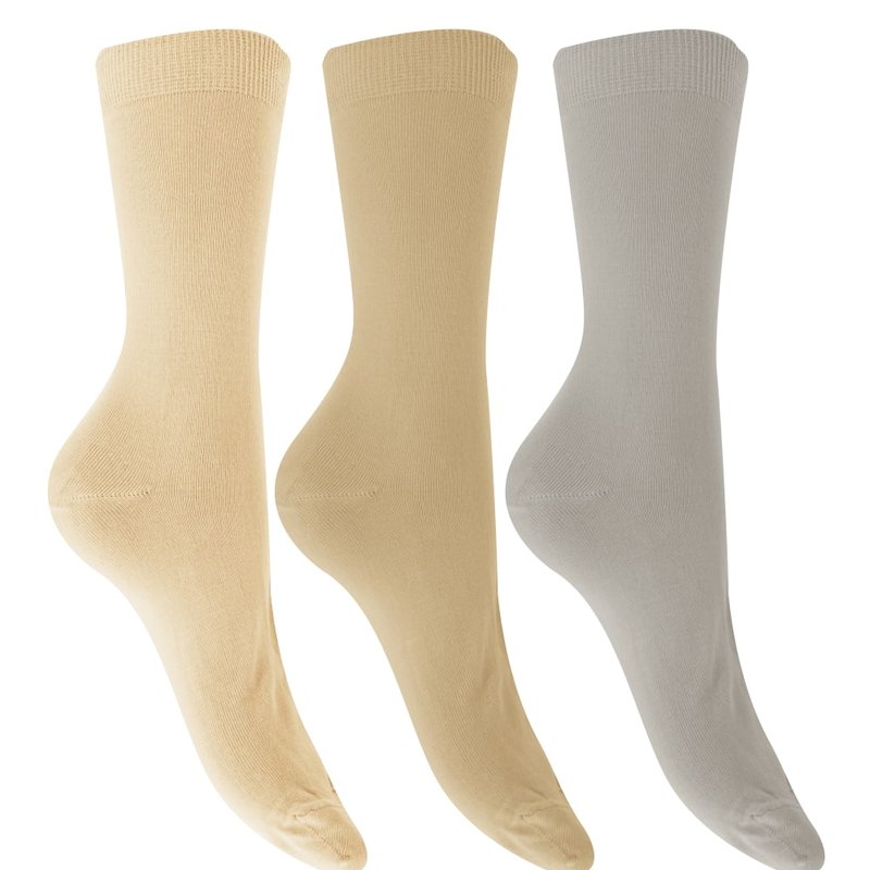 Universal Textiles Womens/ladies Extra Fine Silk Touch Bamboo Socks (3 Pairs) (shades Of Beige) In Neutral