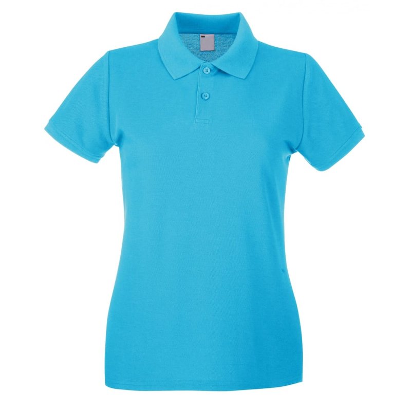 Universal Textiles Womens/ladies Fitted Short Sleeve Casual Polo Shirt (cyan) In Blue