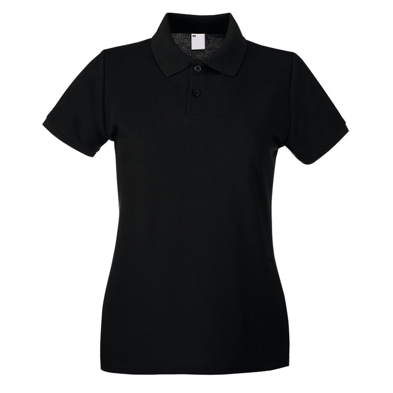 Universal Textiles Womens/ladies Fitted Short Sleeve Casual Polo Shirt (jet Black)
