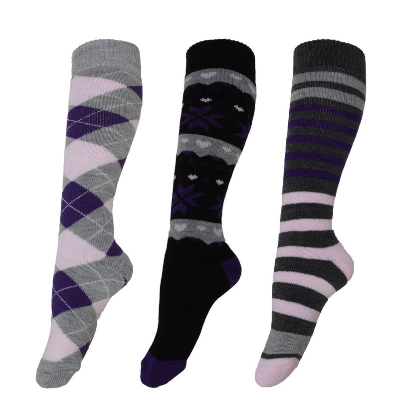 Universal Textiles Womens/ladies Patterned Wellington Boot Socks (3 Pairs) In Grey
