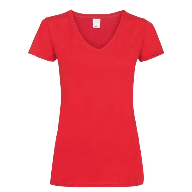 Universal Textiles Womens/ladies Value Fitted V-neck Short Sleeve Casual T-shirt (bright Red)