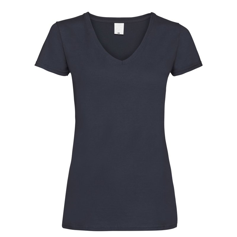 Universal Textiles Womens/ladies Value Fitted V-neck Short Sleeve Casual T-shirt In Blue