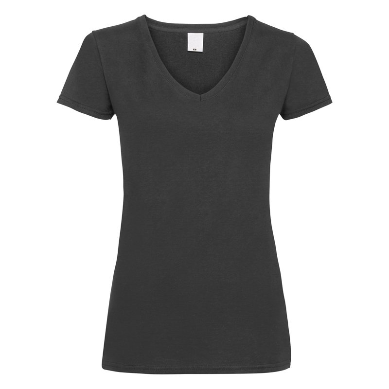 UNIVERSAL TEXTILES WOMENS/LADIES VALUE FITTED V-NECK SHORT SLEEVE CASUAL T-SHIRT (PITCH BLACK)