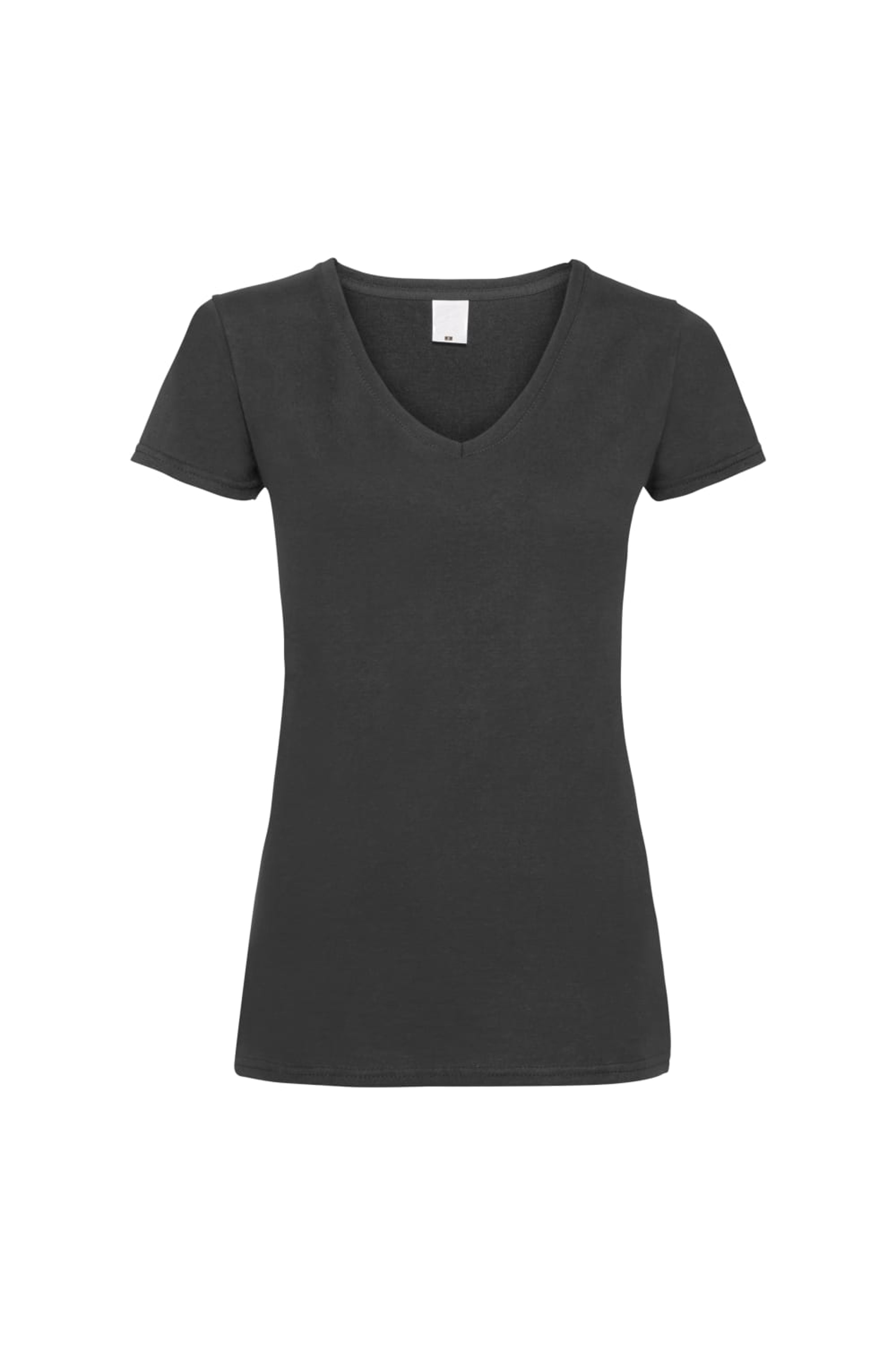 UNIVERSAL TEXTILES UNIVERSAL TEXTILES WOMENS/LADIES VALUE FITTED V-NECK SHORT SLEEVE CASUAL T-SHIRT (PITCH BLACK)