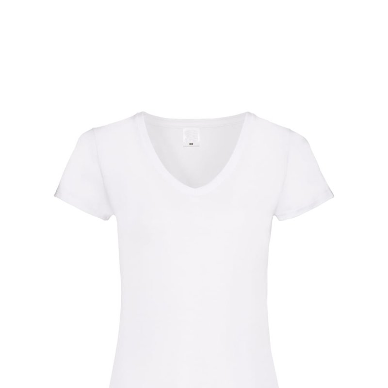 Universal Textiles Womens/ladies Value Fitted V-neck Short Sleeve Casual T-shirt (snow) In White