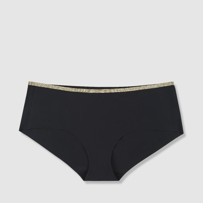 Uwila Warrior Happy Seams- Seamless Underwear In Tap Shoe Black With Gold Trim