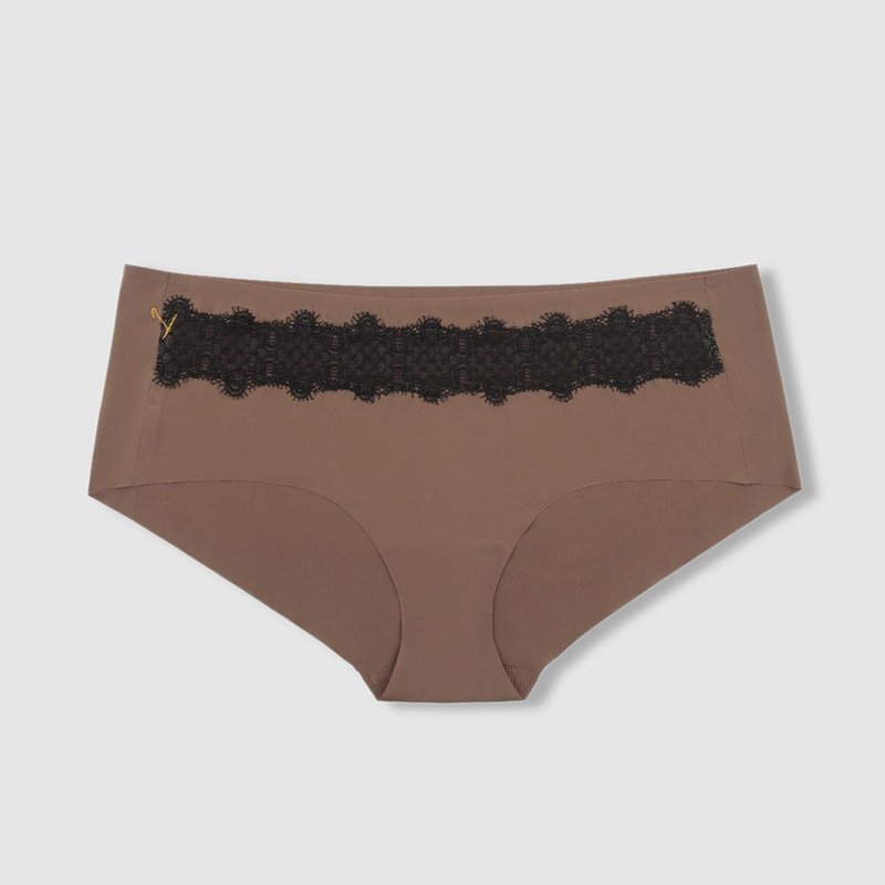 Uwila Warrior Seamless Underwear | Happy Seams With Contrast Lace In Toffee Tap Shoe Black