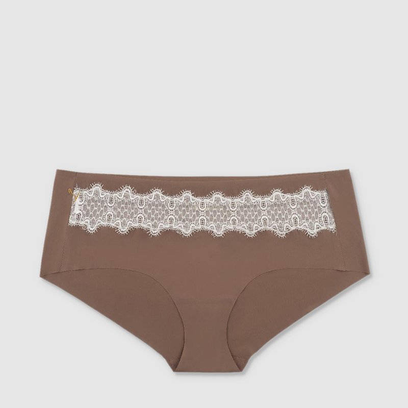 Uwila Warrior Seamless Underwear | Happy Seams With Contrast Lace In Toffee Winter White