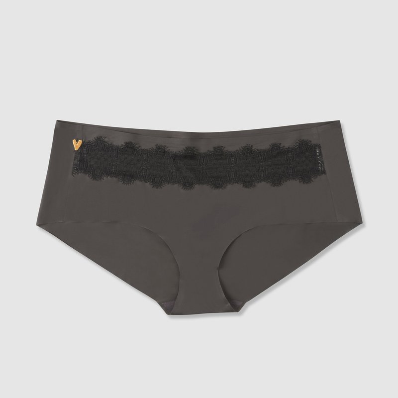 Uwila Warrior Seamless Underwear | Happy Seams With Contrast Lace In Shale W/ Tap Shoe Black Lace