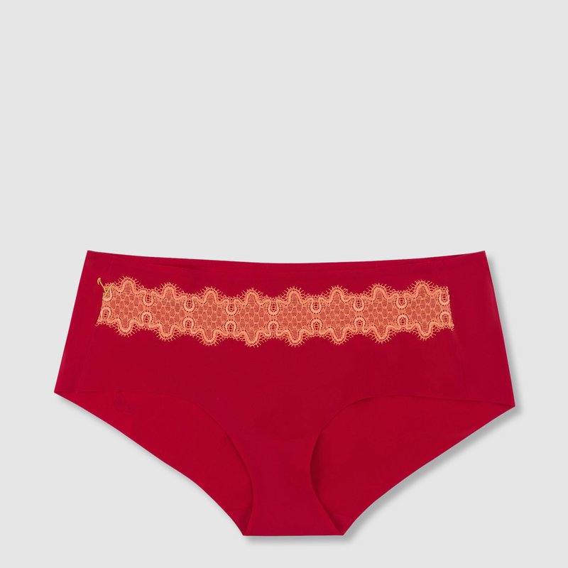 Uwila Warrior Seamless Underwear | Happy Seams With Contrast Lace In Jester Red Living Coral