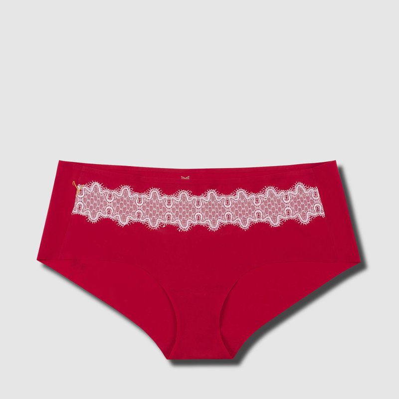 Uwila Warrior Seamless Underwear | Happy Seams With Contrast Lace In Jester Red Fragrant Lilac