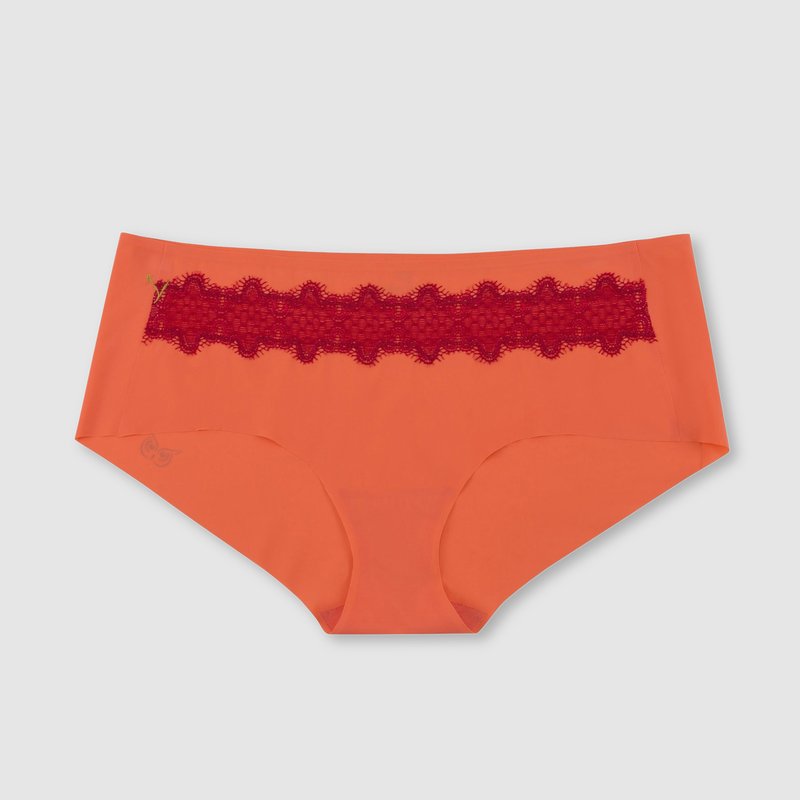 Uwila Warrior Seamless Underwear | Happy Seams With Contrast Lace In Living Coral Jester Red