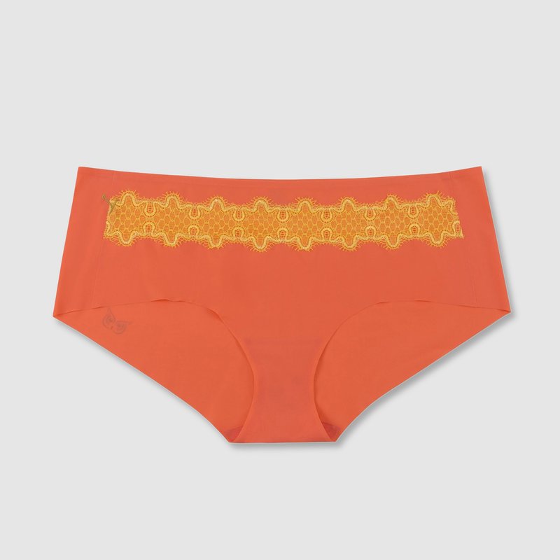 Uwila Warrior Seamless Underwear | Happy Seams With Contrast Lace In Living Coral Solar Power