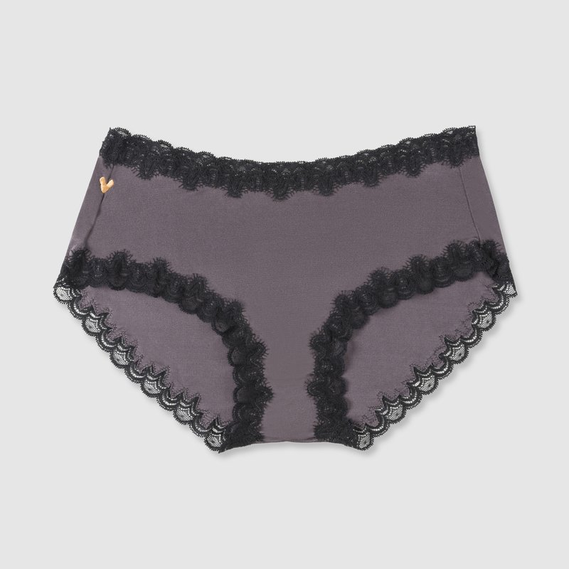 Uwila Warrior Soft Silks With Contrast Lace Panties In Shale With Tap Shoe Black
