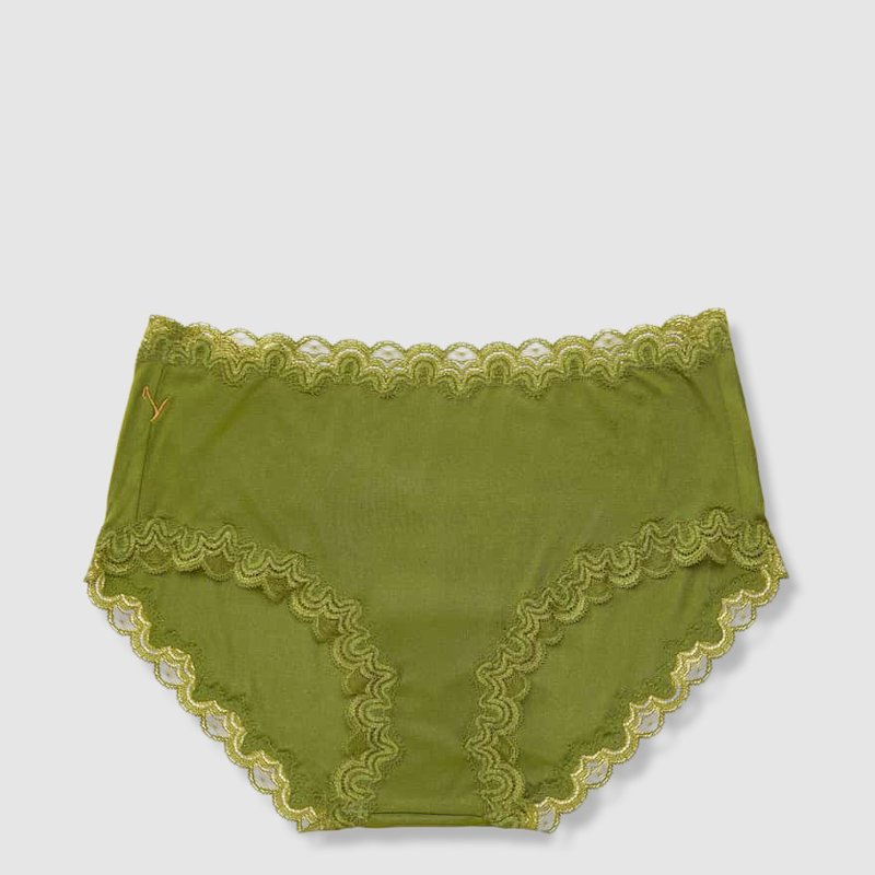 Uwila Warrior Soft Silks With Contrast Lace Panties In Terrarium Moss With Pepper Stem
