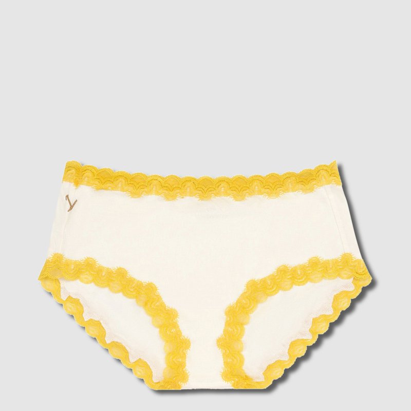 Uwila Warrior Soft Silks With Contrast Lace Panties In Winter White With Solar Power