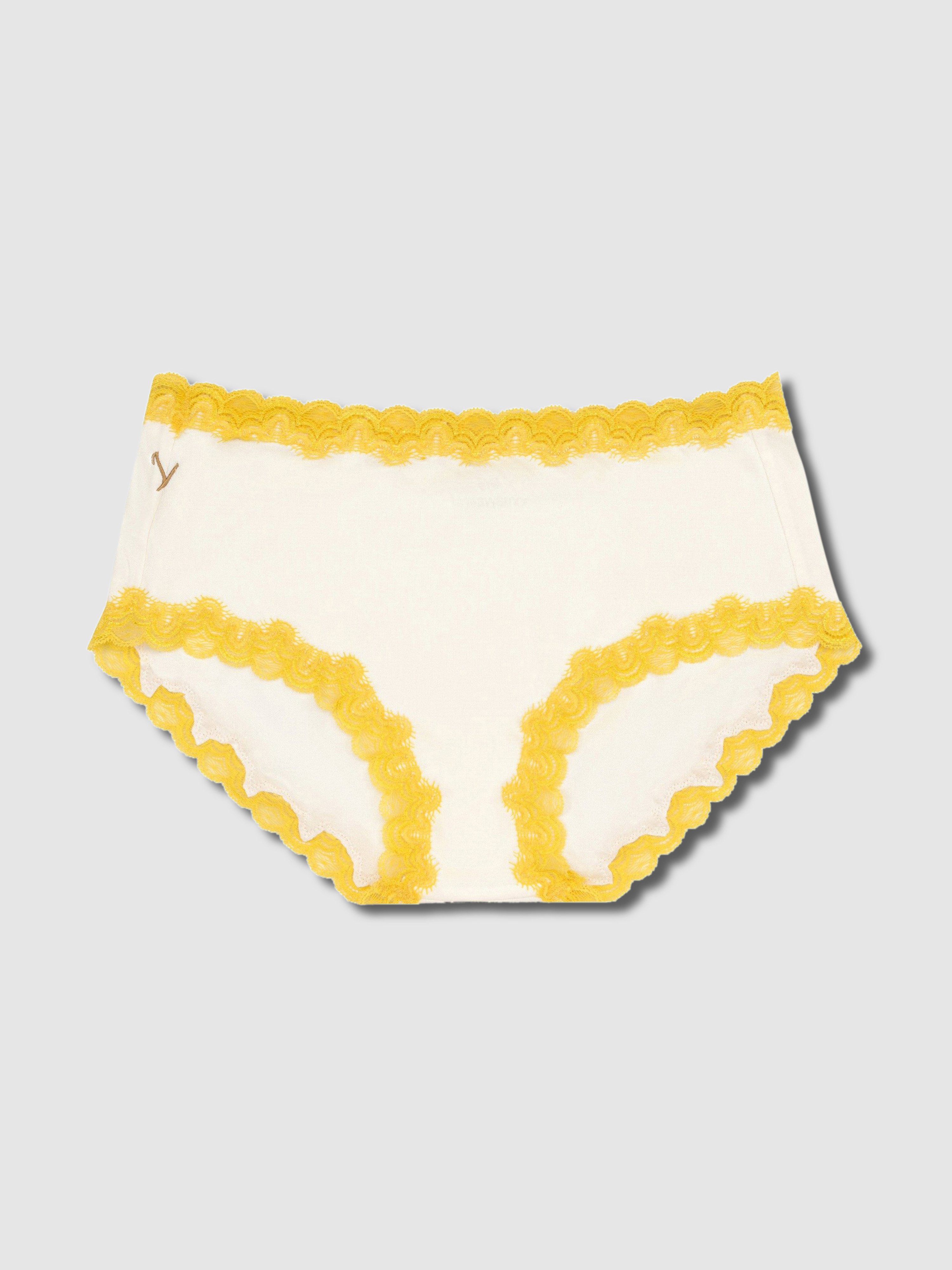 Uwila Warrior Soft Silks Lace-trim Bikini Briefs In Yellow