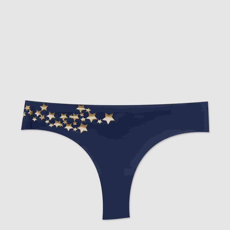 Uwila Warrior Vip Thong With Decals In Dress Blue With Starlight Gold