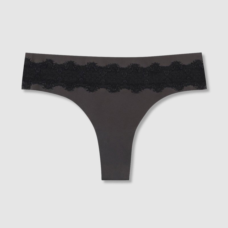 Uwila Warrior Vip Thong With Lace In Shale With Tap Shoe Black