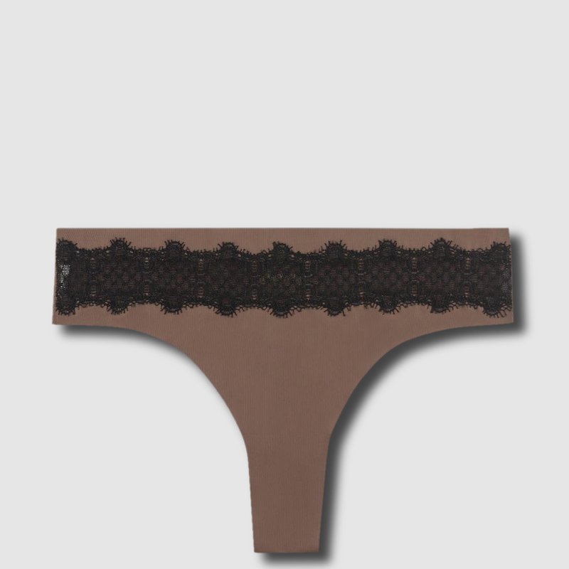 Uwila Warrior Vip Thong With Lace In Toffee Tap Shoe Black