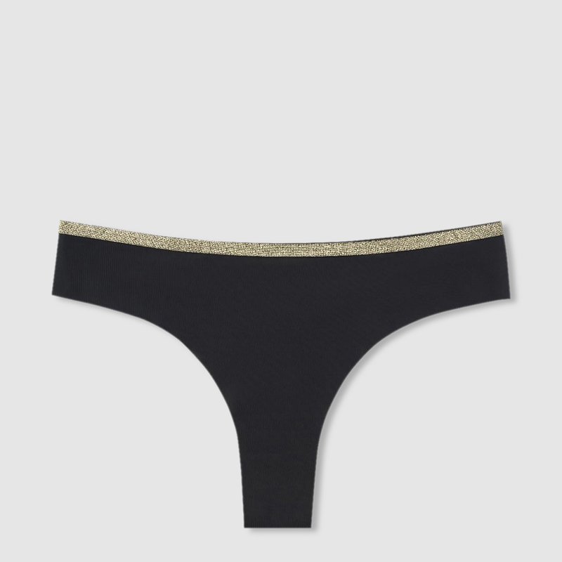 Uwila Warrior Vip Thong With Lace In Tap Shoe Black With Gold Trim