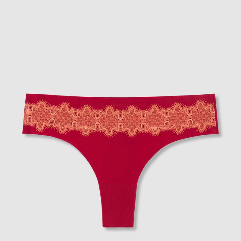 Uwila Warrior Vip Thong With Lace In Jester Red Living Coral