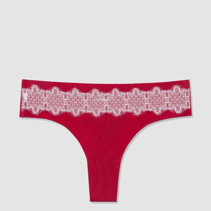 Uwila Warrior Vip Thong With Lace In Jester Red Fragrant Lilac