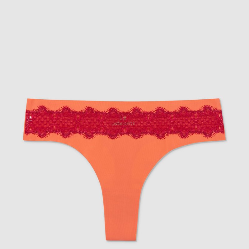 Uwila Warrior Vip Thong With Lace In Living Coral Jester Red