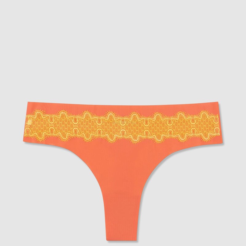Uwila Warrior Vip Thong With Lace In Living Coral Solar Power